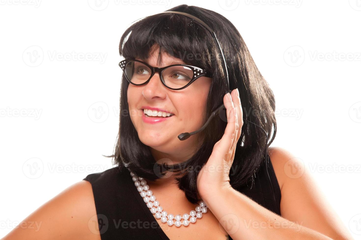 Black Haired Retro Receptionist photo