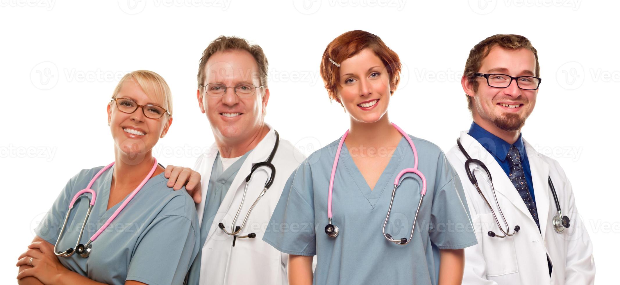 Group of Doctors or Nurses on a White Background photo