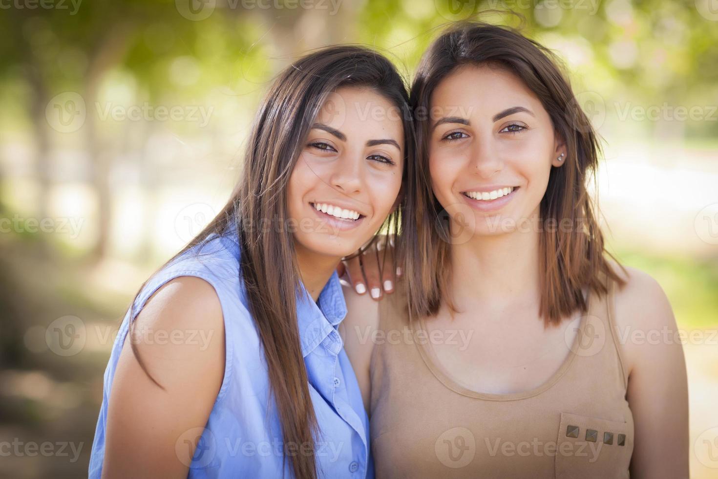 Two Mixed Race Twin Sisters Portrait photo