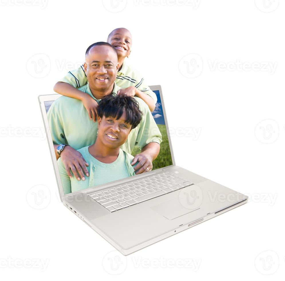 Happy African American Family in Laptop photo