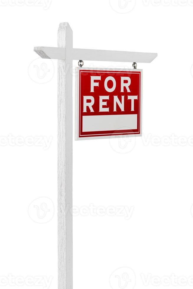 Right Facing For Rent Real Estate Sign Isolated on a White Background. photo