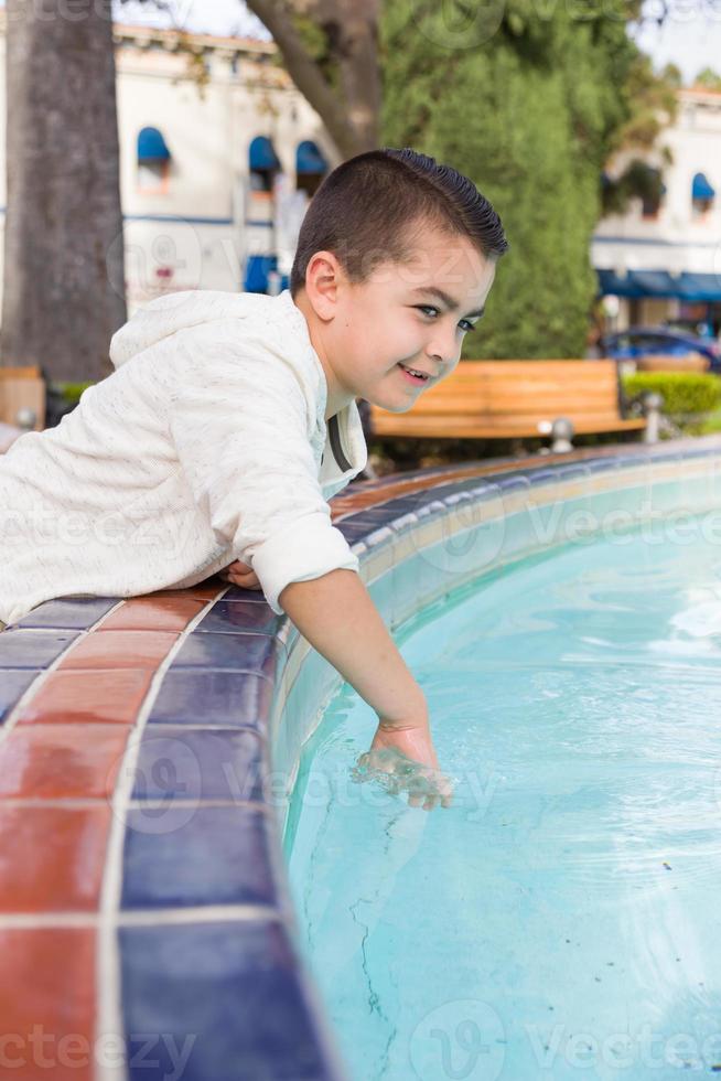 Portrait of Mixed Race Young Hispanic and Caucasian Boy photo