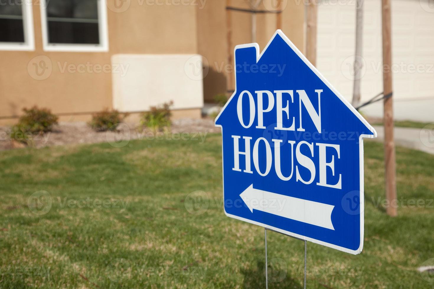 Blue Open House Sign photo