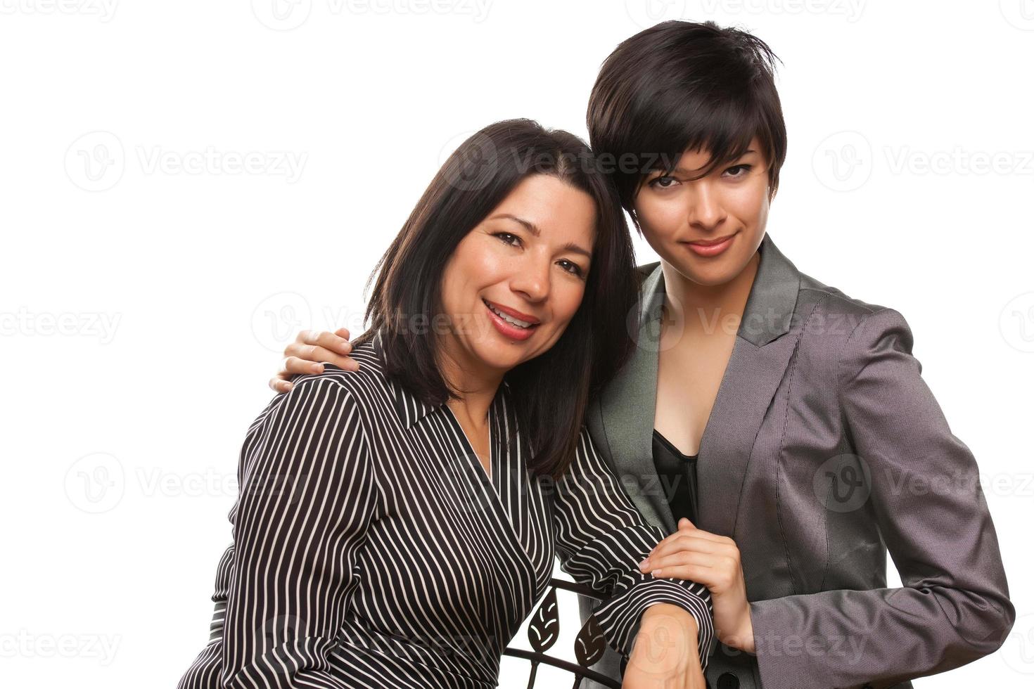 Attractive Multiethnic Mother and Daughter Portrait photo