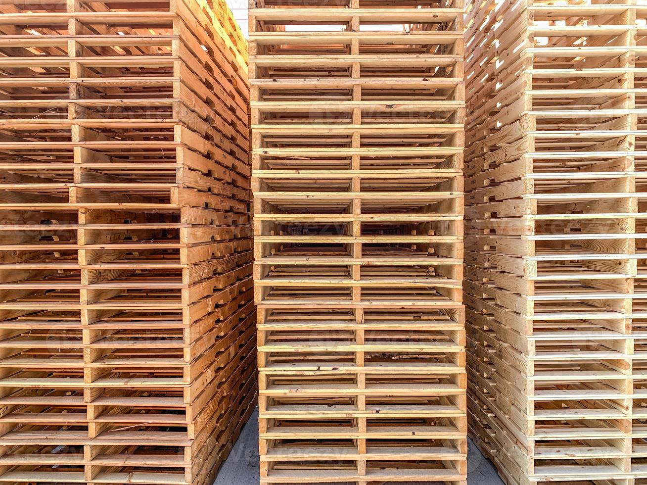 Abstract of Stacked Wooden Pallets photo