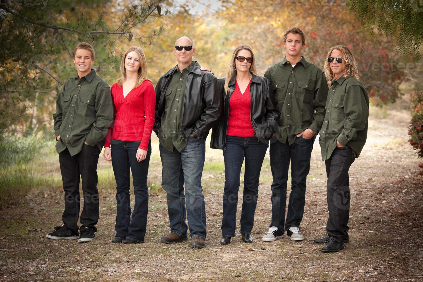 Attractive Family Portrait Walking Outdoors photo