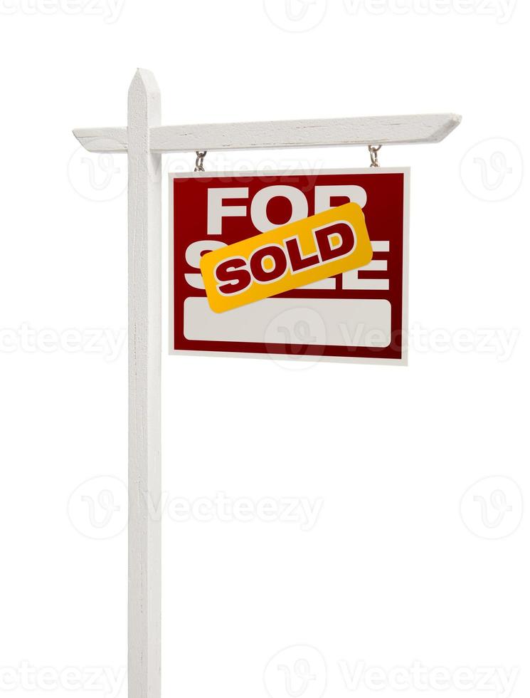 Sold For Sale Real Estate Sign Isolated - Right photo