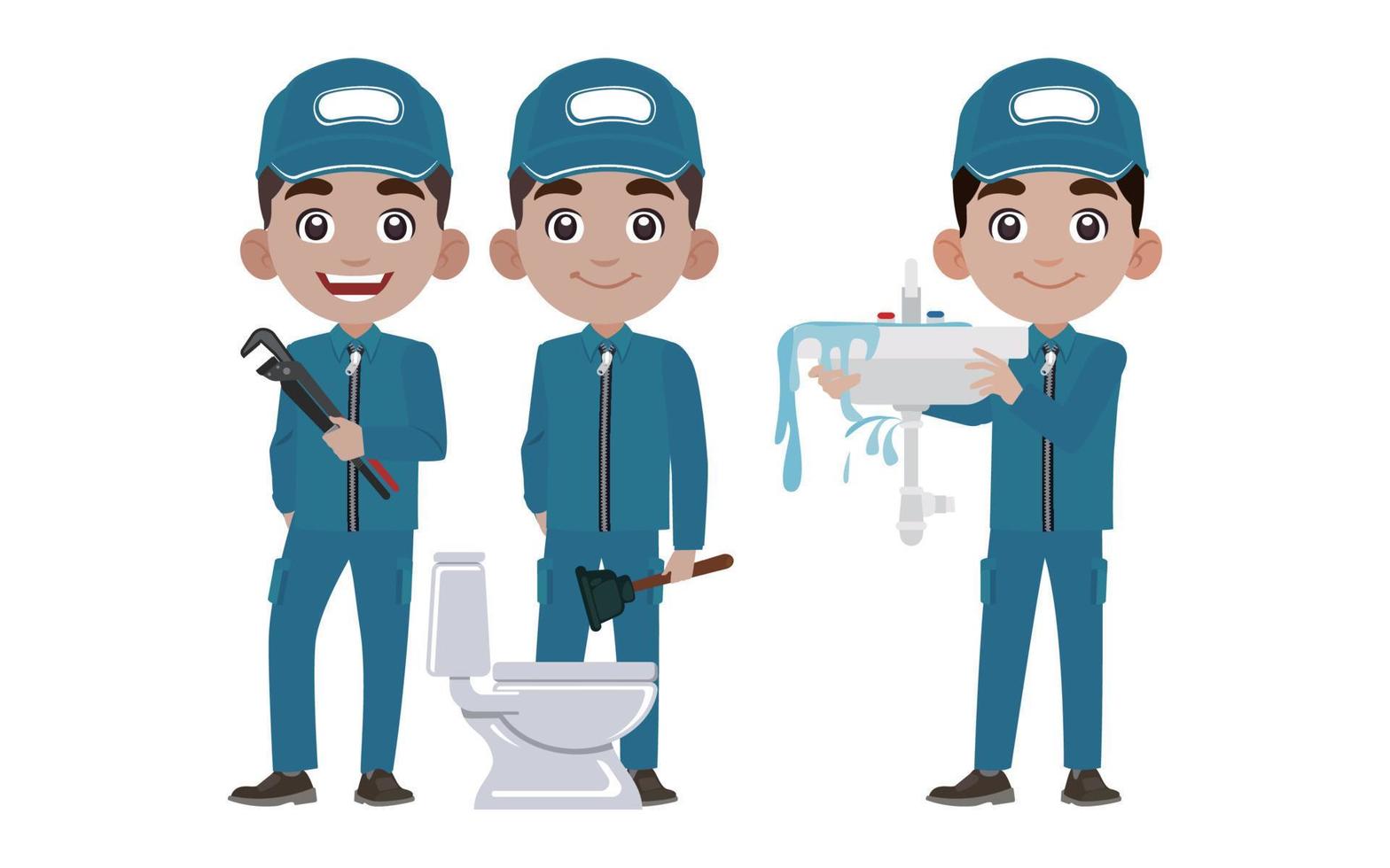 Set of plumber with different poses vector