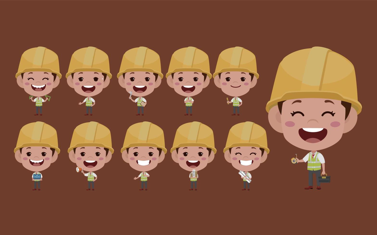 conjunto de ingenieros con diferentes poses vector