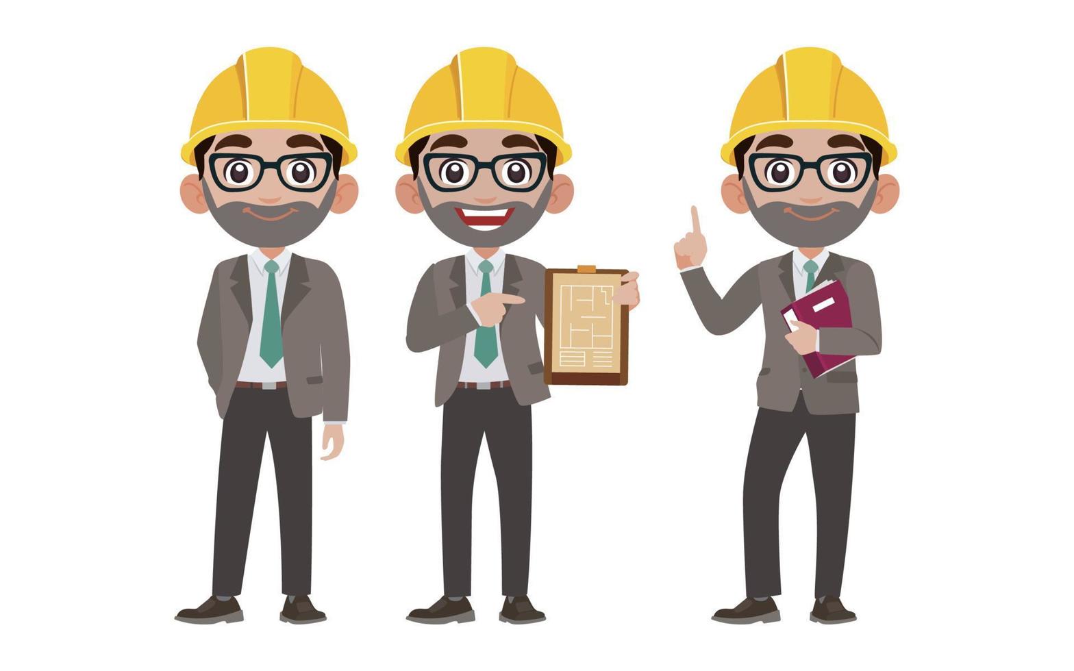 conjunto de ingenieros con diferentes poses vector