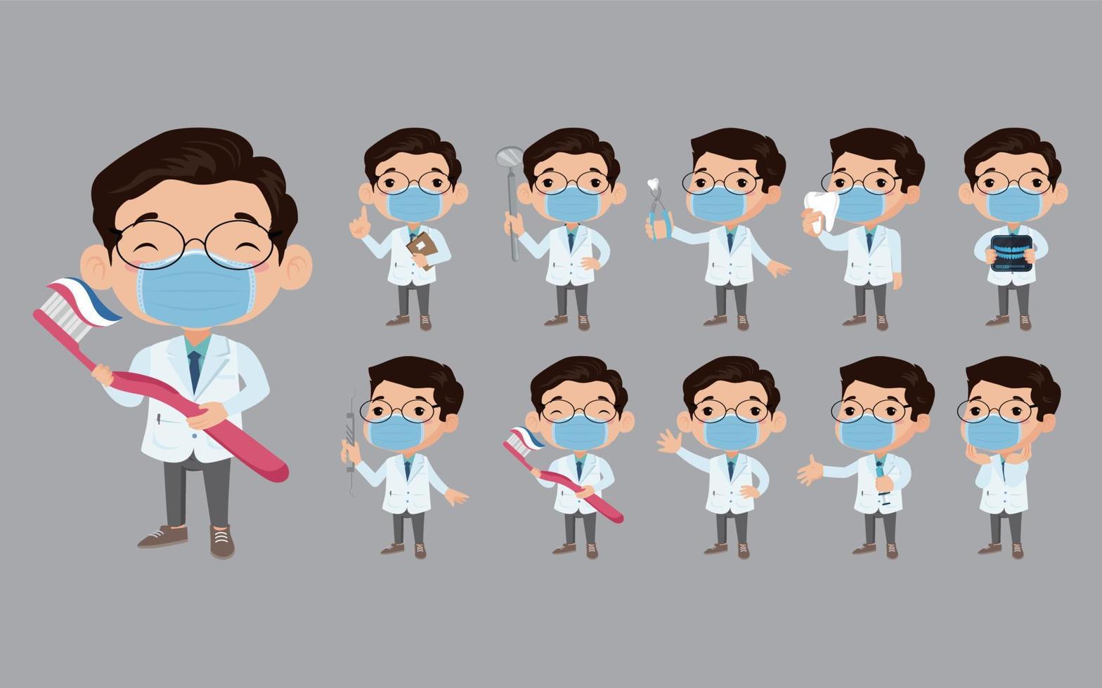 Dentist character and dental care concept vector