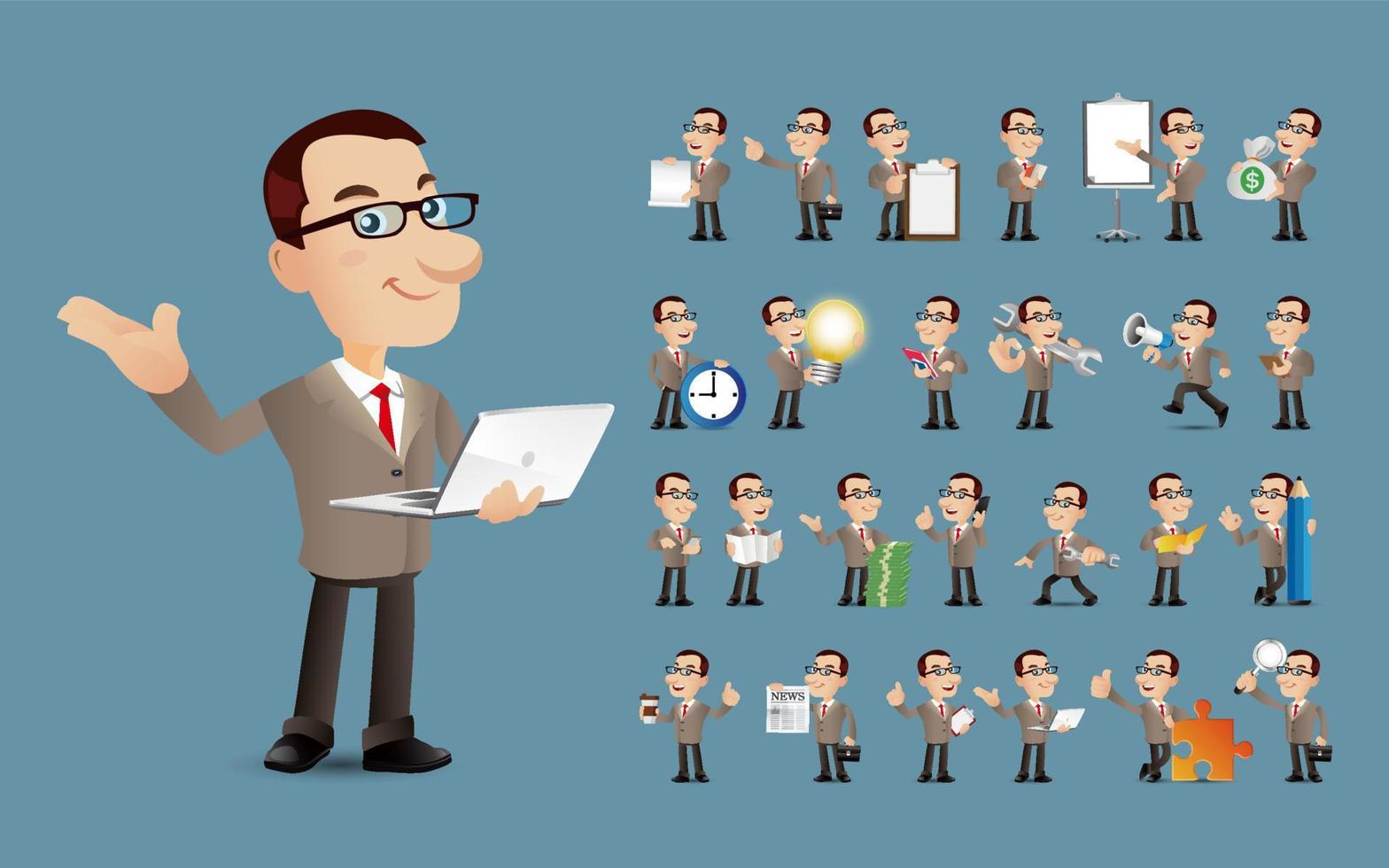 Big nose people Set - men with different pose vector