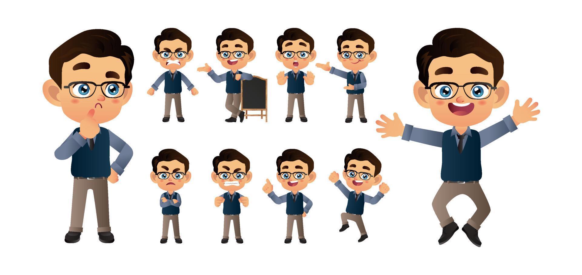 empresario con diferentes poses. vector