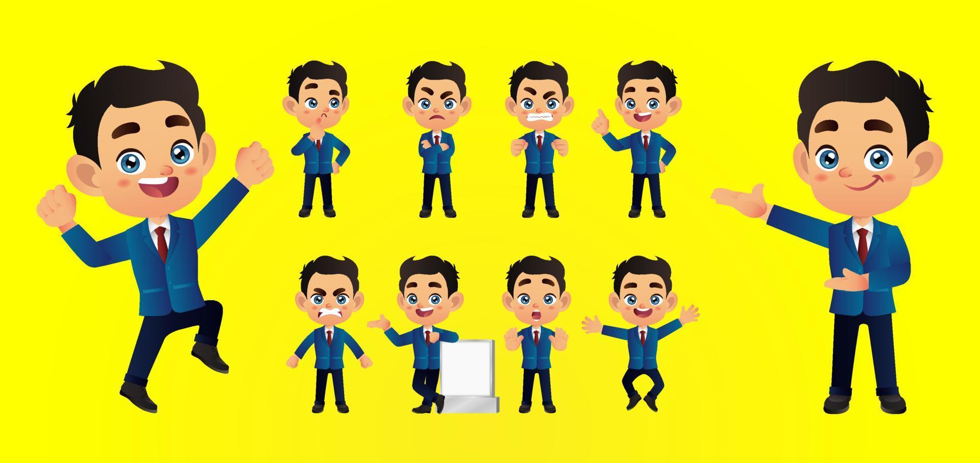 empresario con diferentes poses. vector