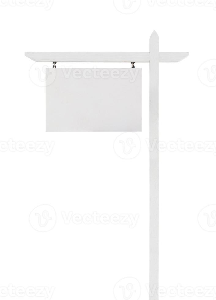 Blank Real Estate Sign Isolated on a White Background. photo