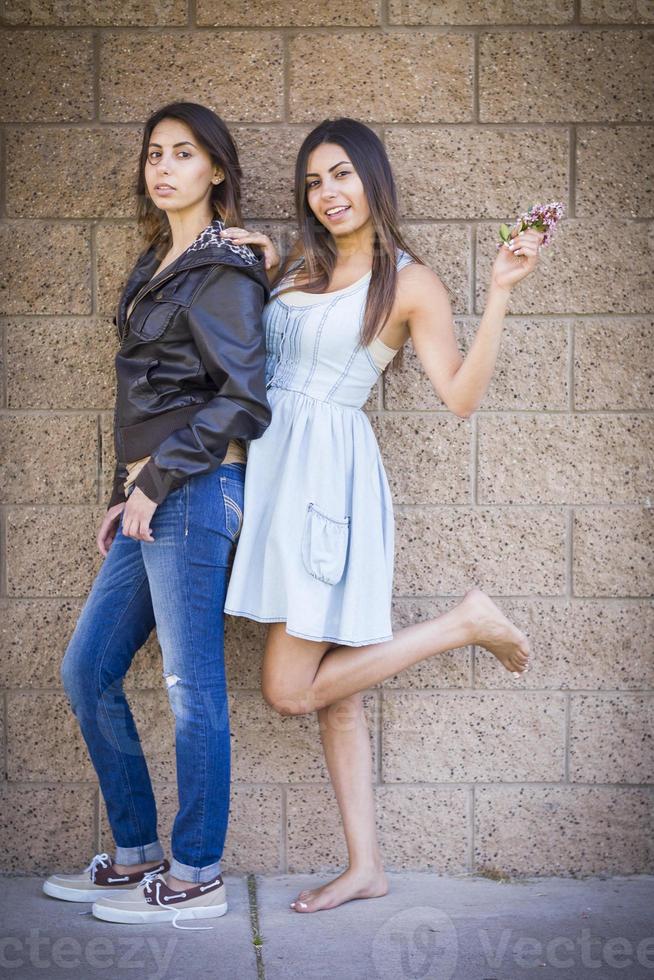 Two Mixed Race Twin Sisters Portrait photo