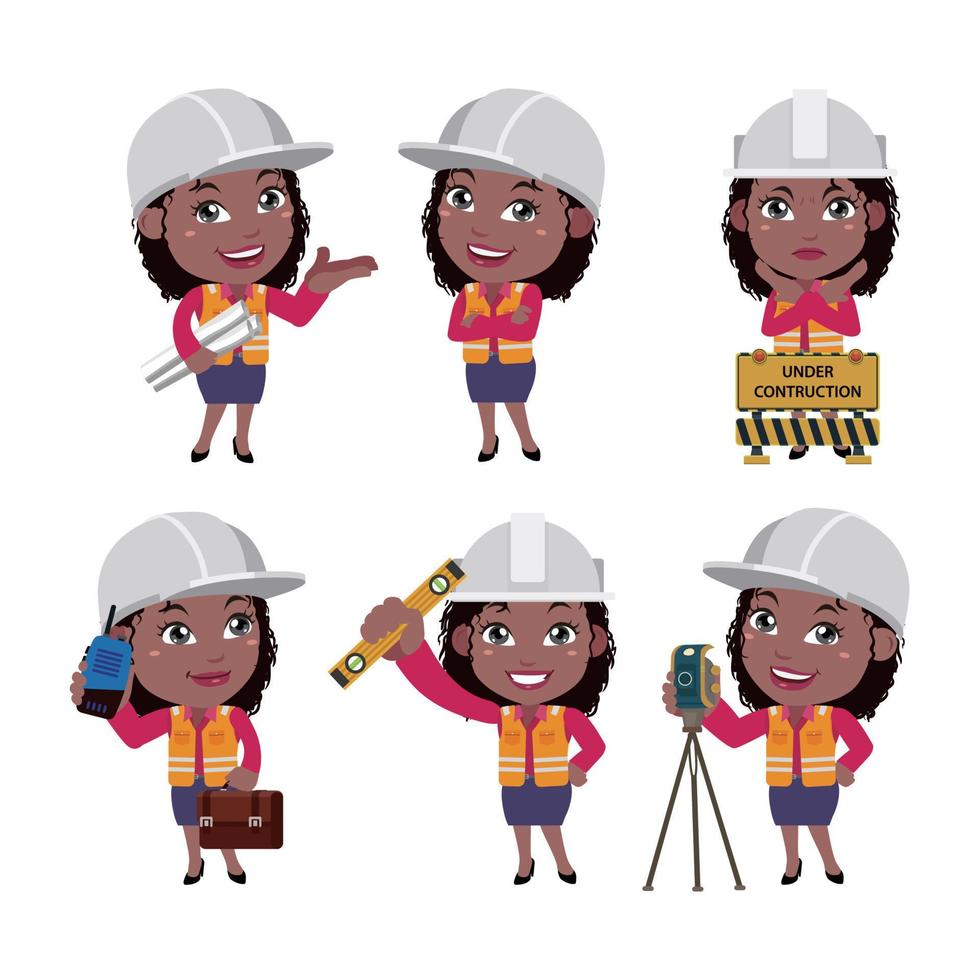 Building engineer with different poses vector