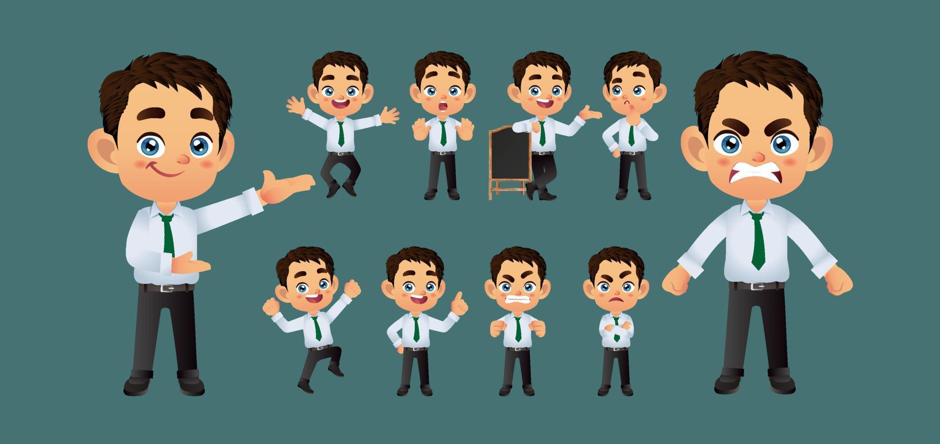 Businessperson with different poses. vector