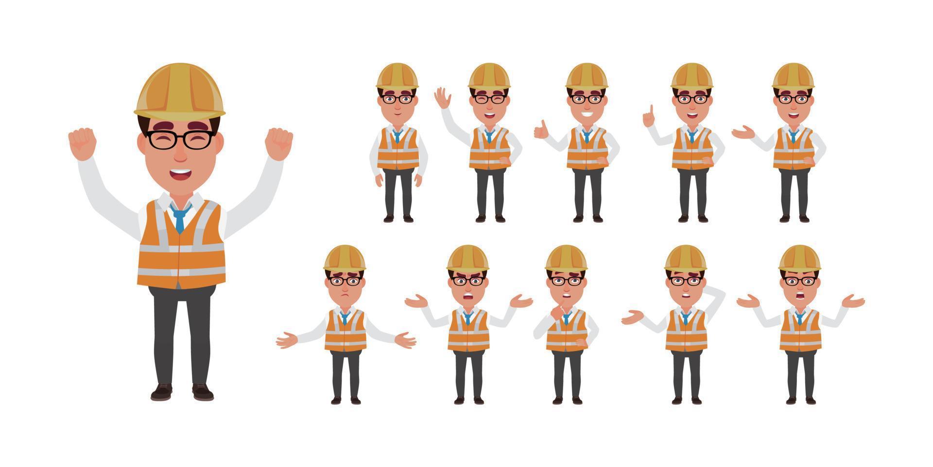 Building engineer with different poses vector