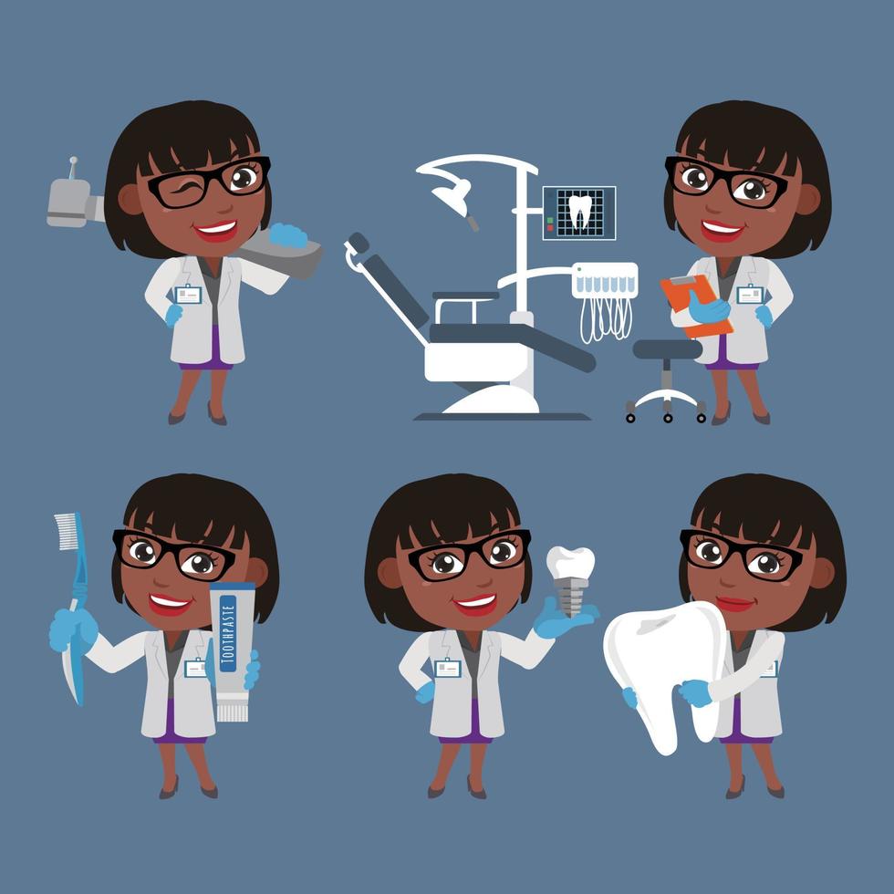 Dentist character and dental care concept vector