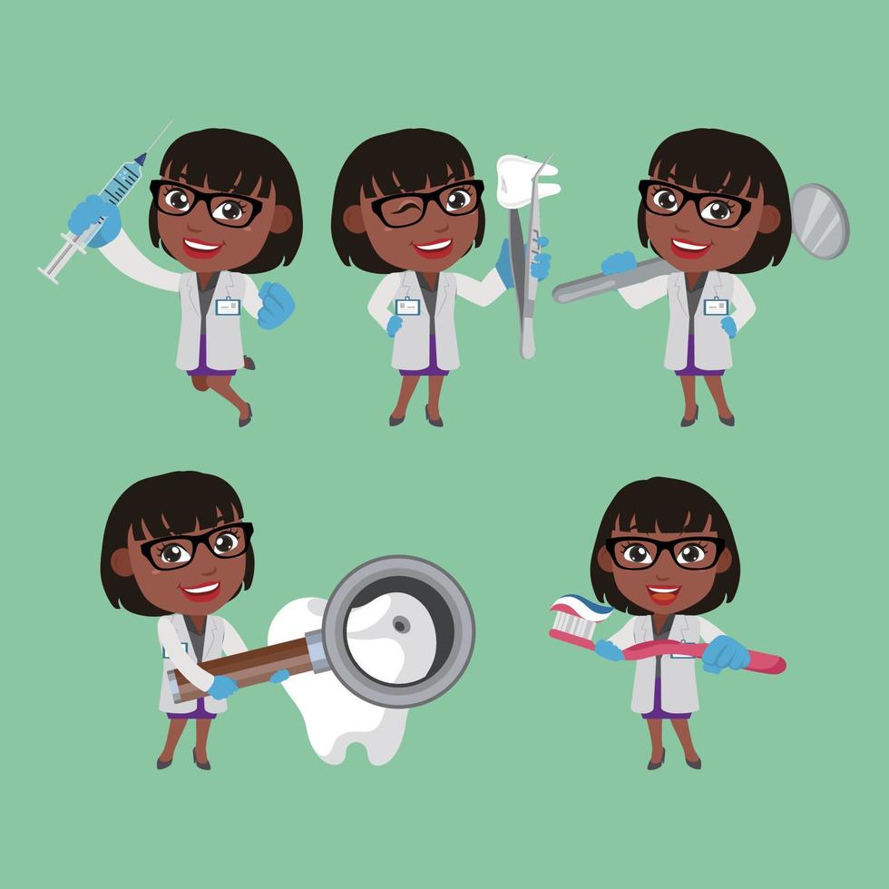 Dentist character and dental care concept vector