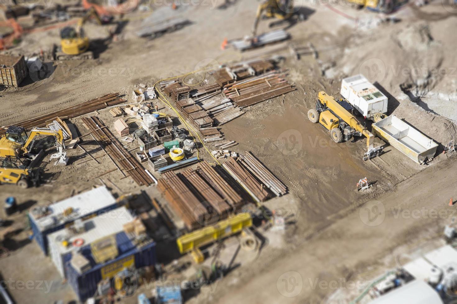Aerial View of Construction Site with Extreme Bokeh. photo