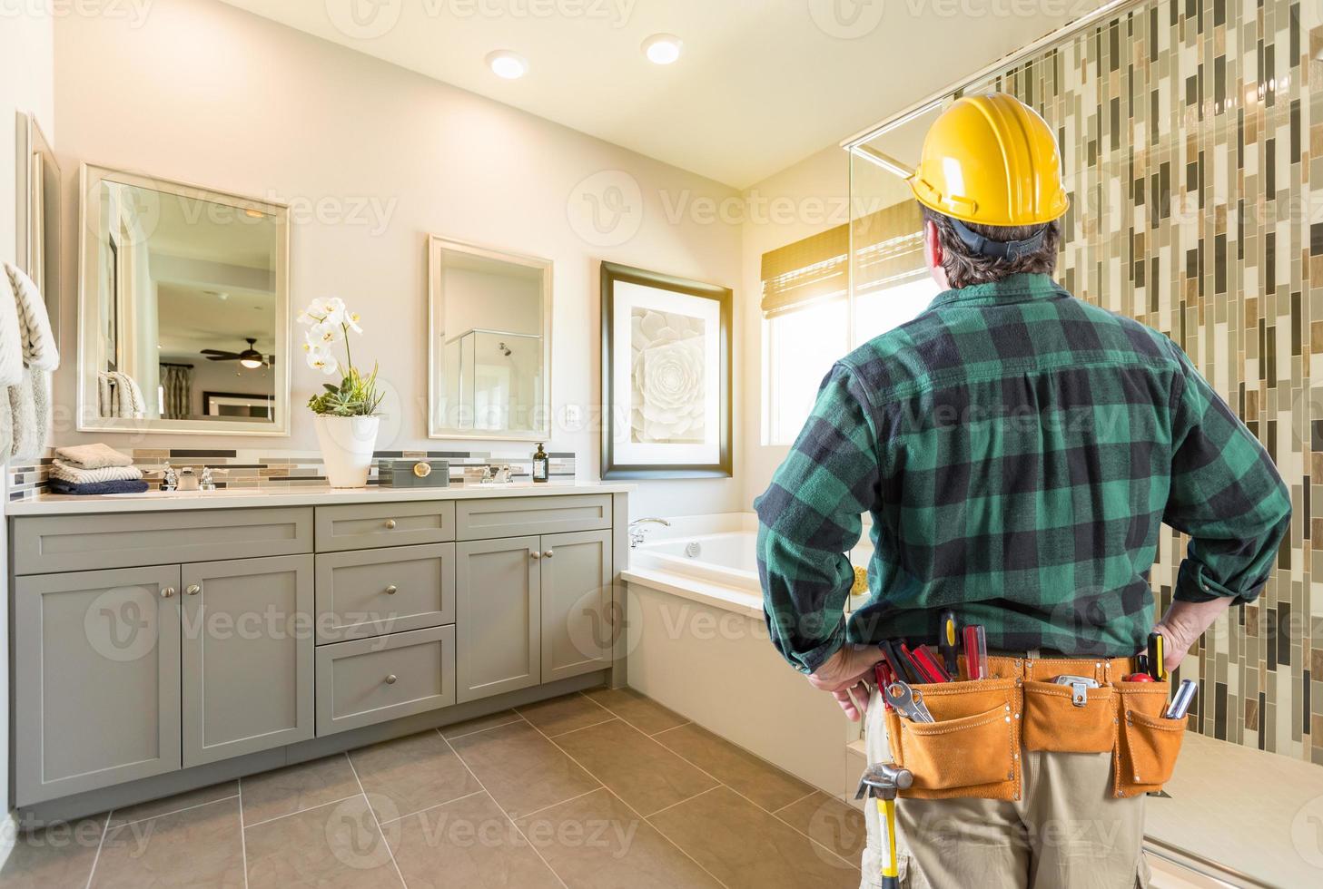 Contractor Facing Completed Custom Master Bathroom photo