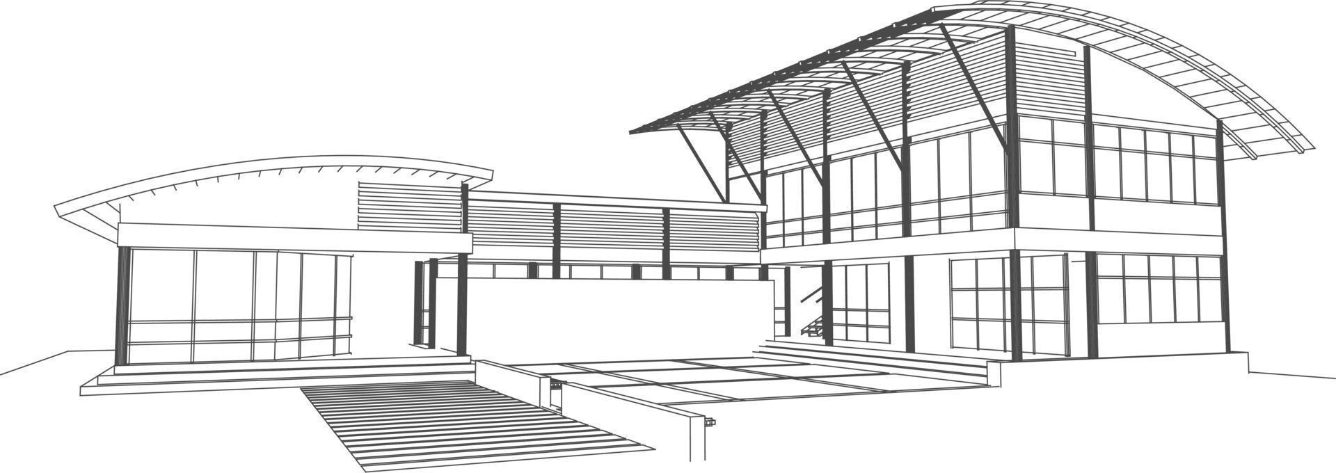 3D illustration of building project vector