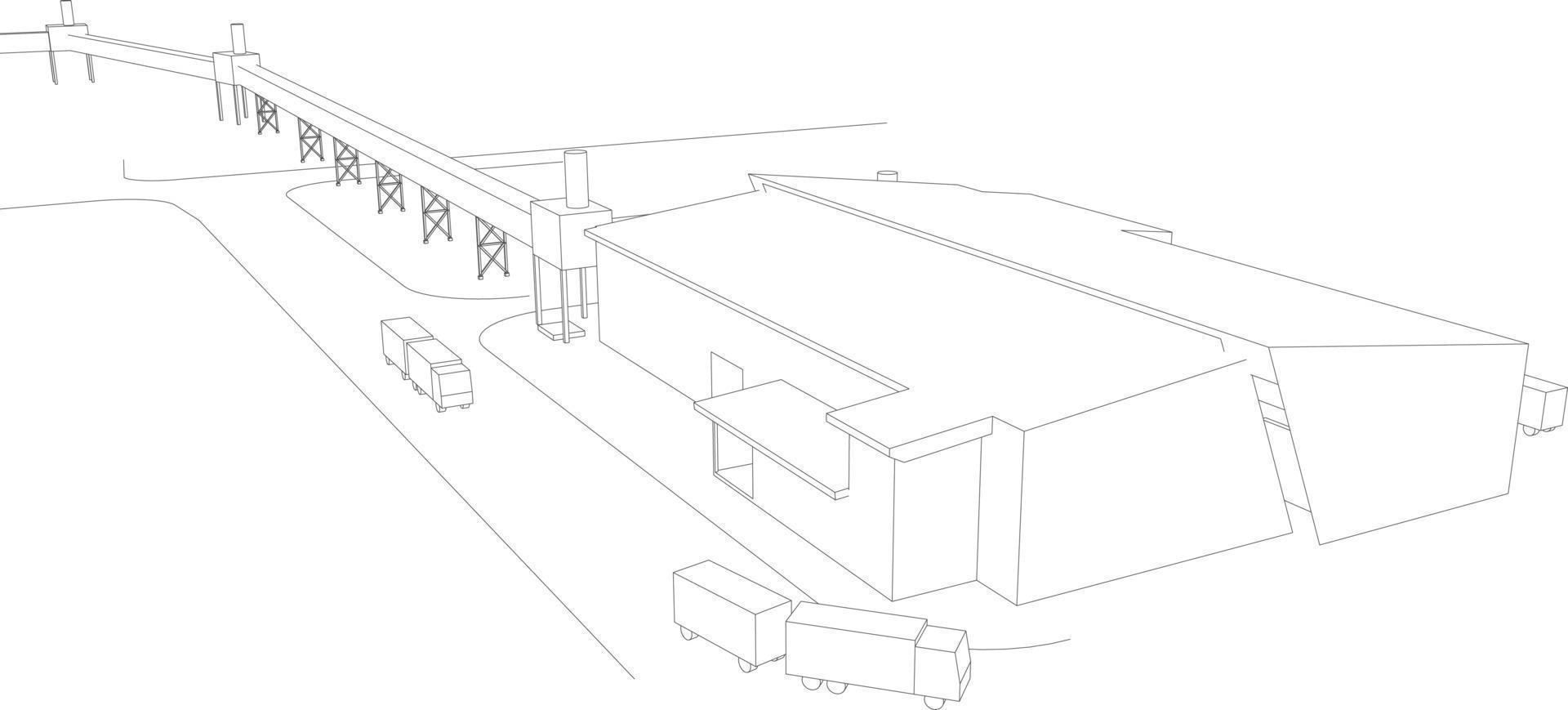 3D illustration of building project vector