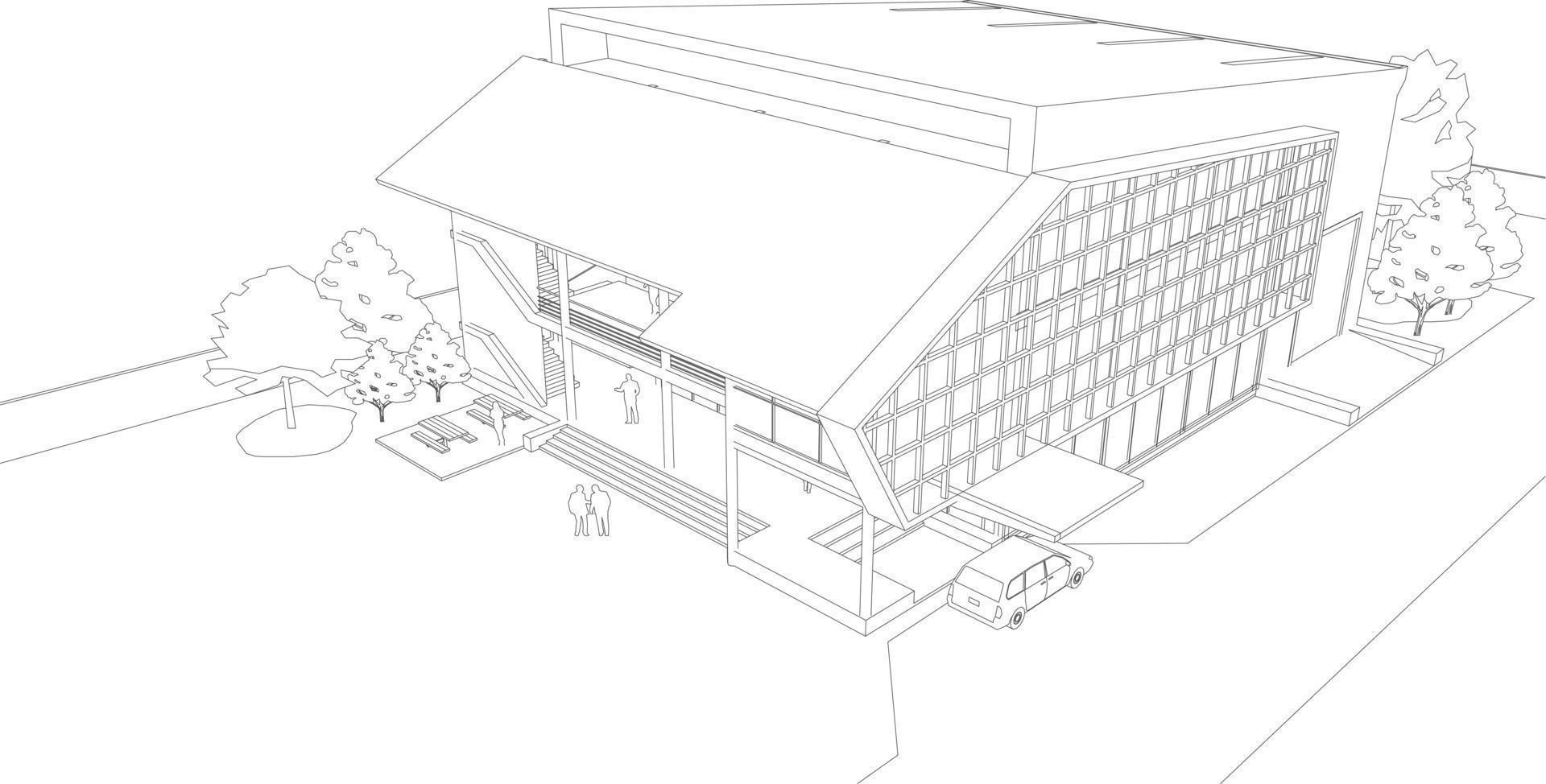 3D illustration of building project vector