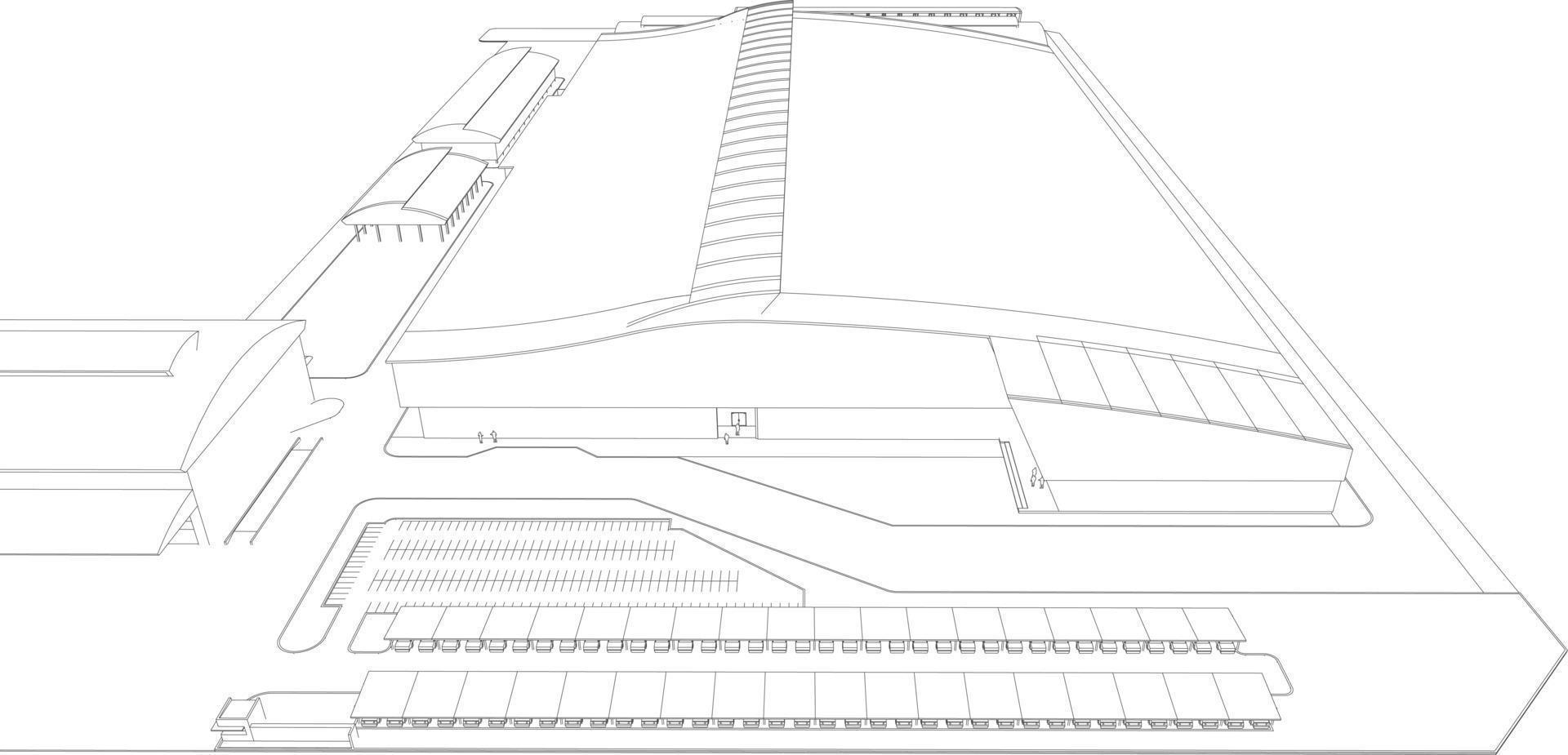 Ilustración 3D del proyecto de construcción vector