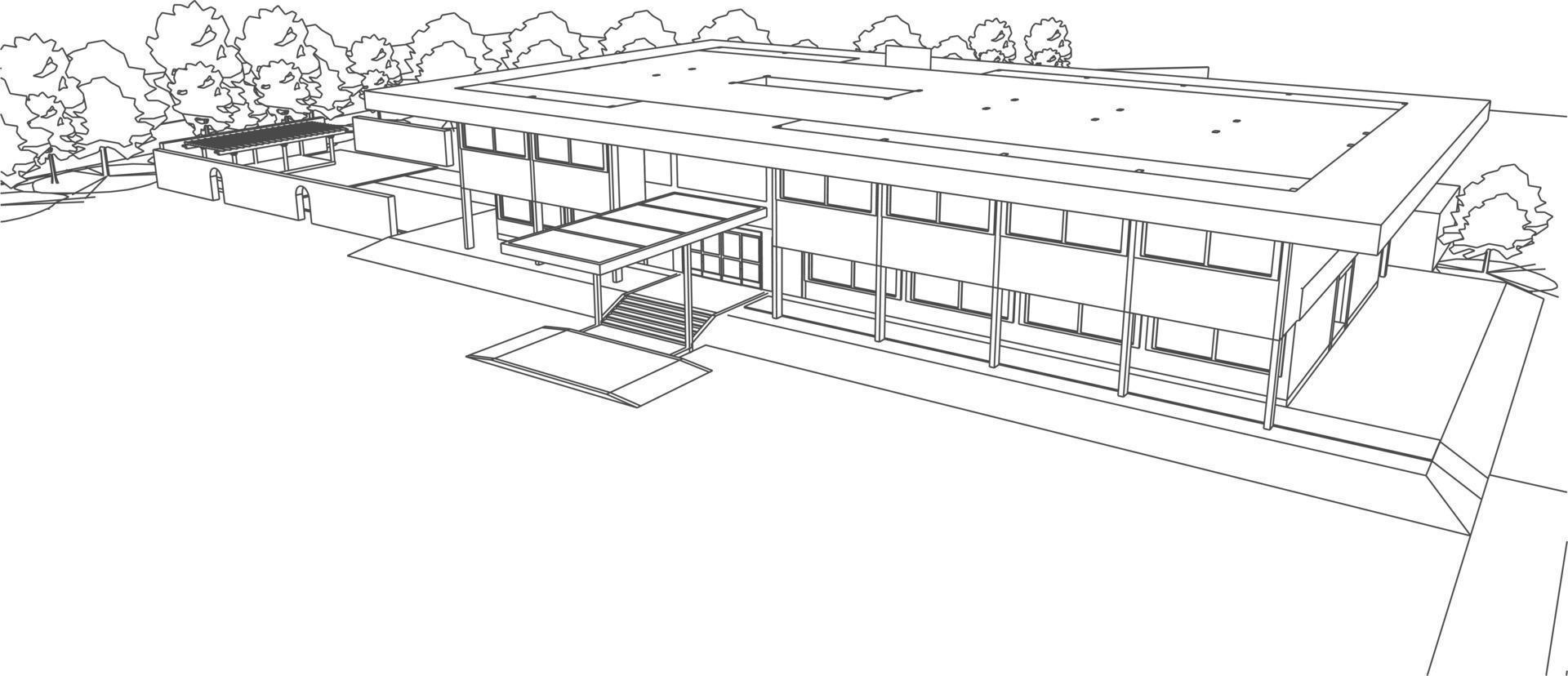3D illustration of building project vector