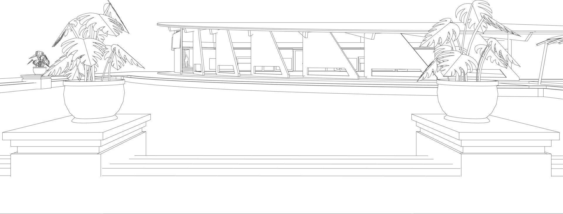 Ilustración 3D del proyecto de construcción vector