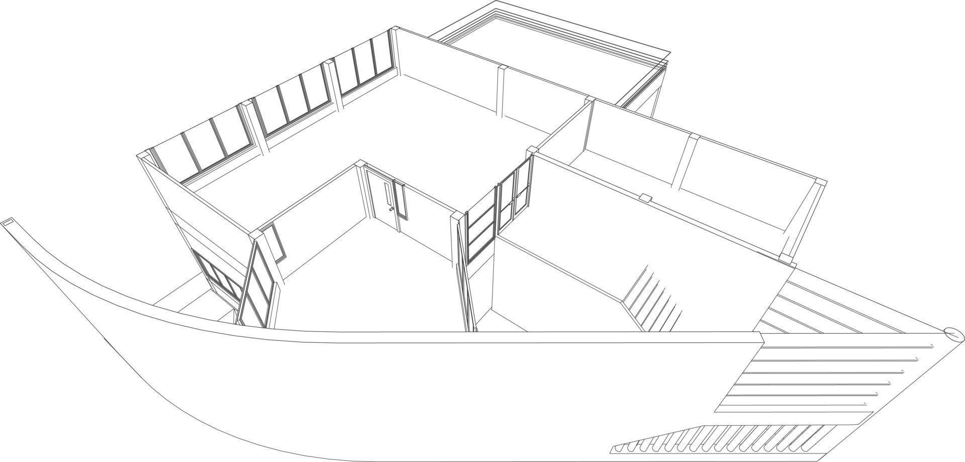 3D illustration of building project vector