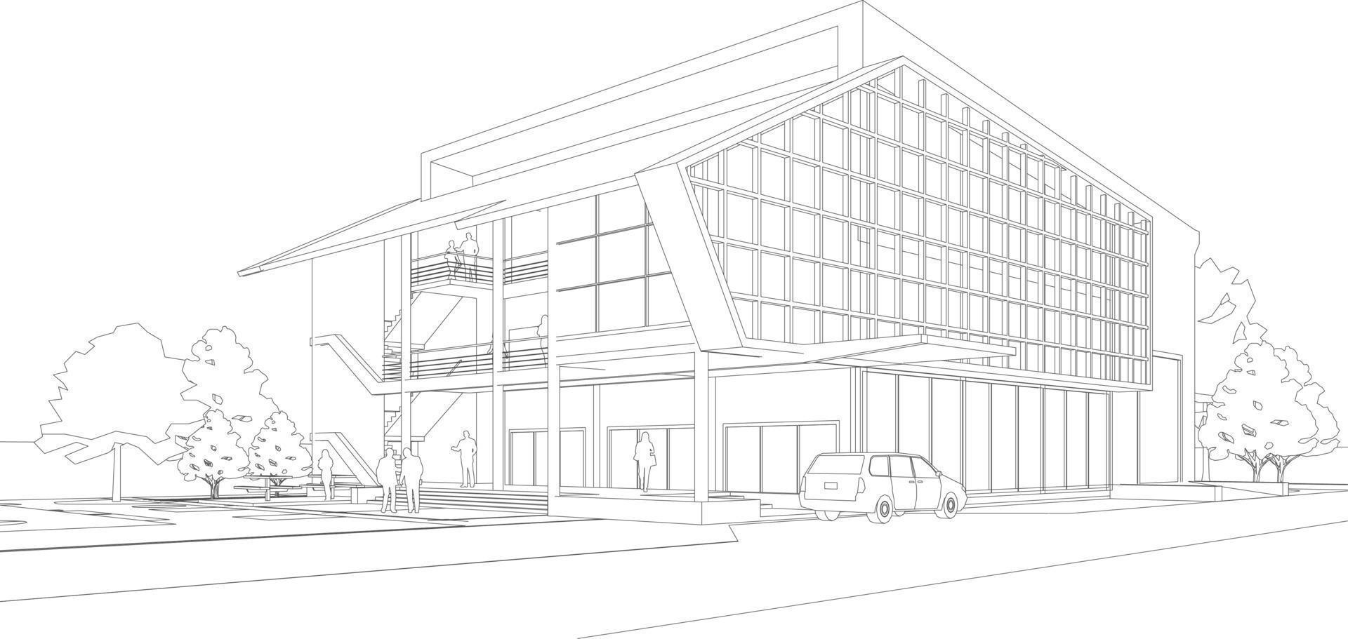 3D illustration of building project vector