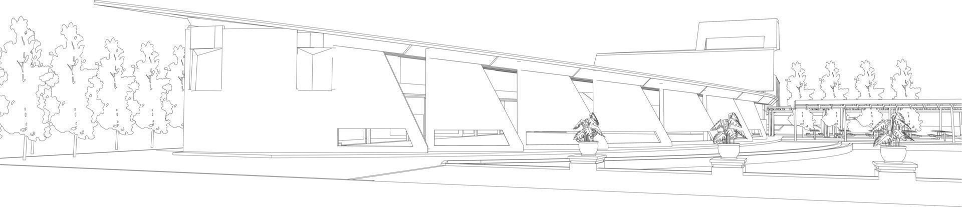 3D illustration of building project vector