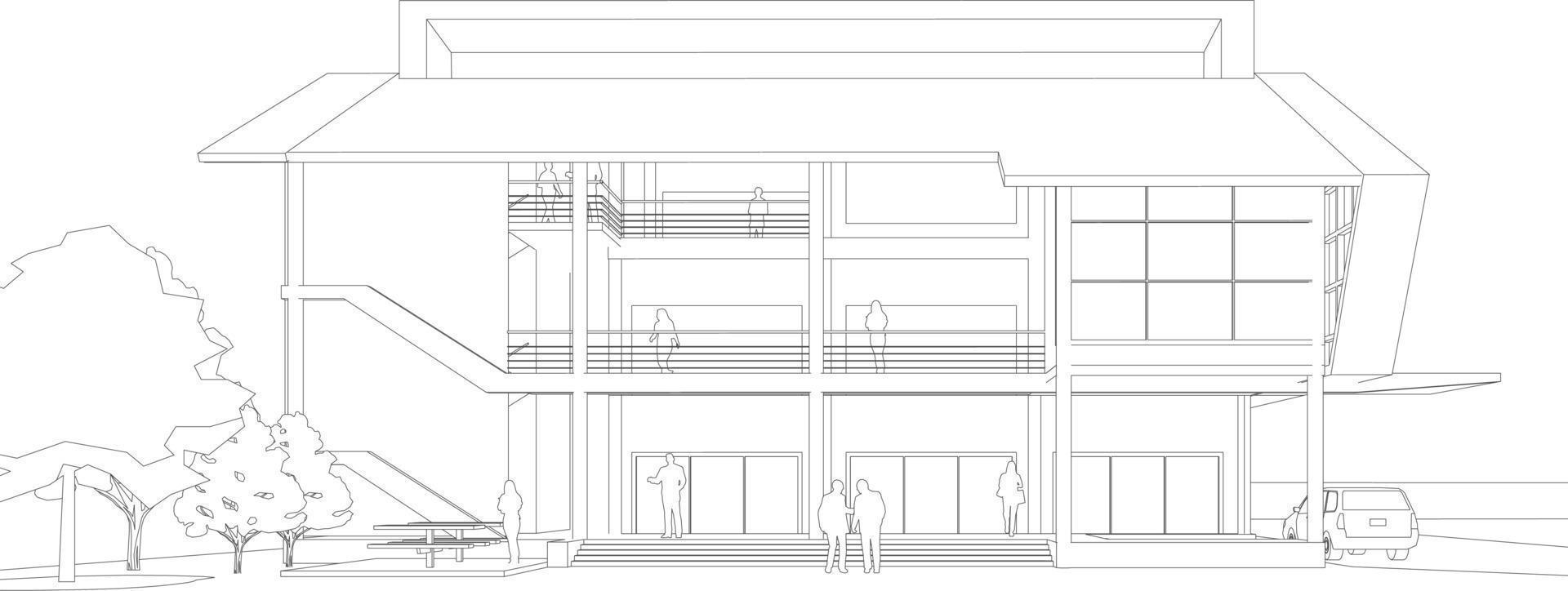 3D illustration of building project vector