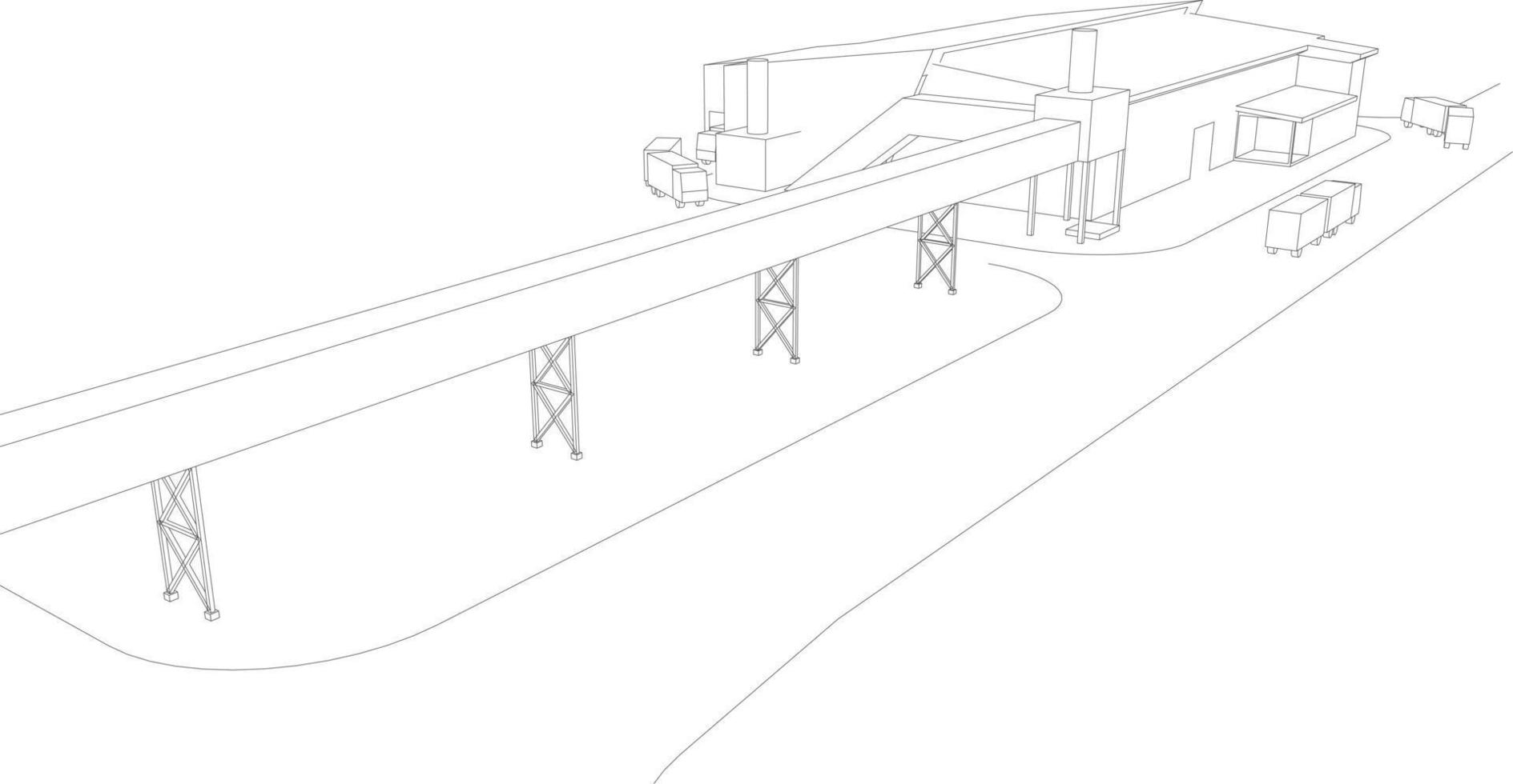 3D illustration of building project vector