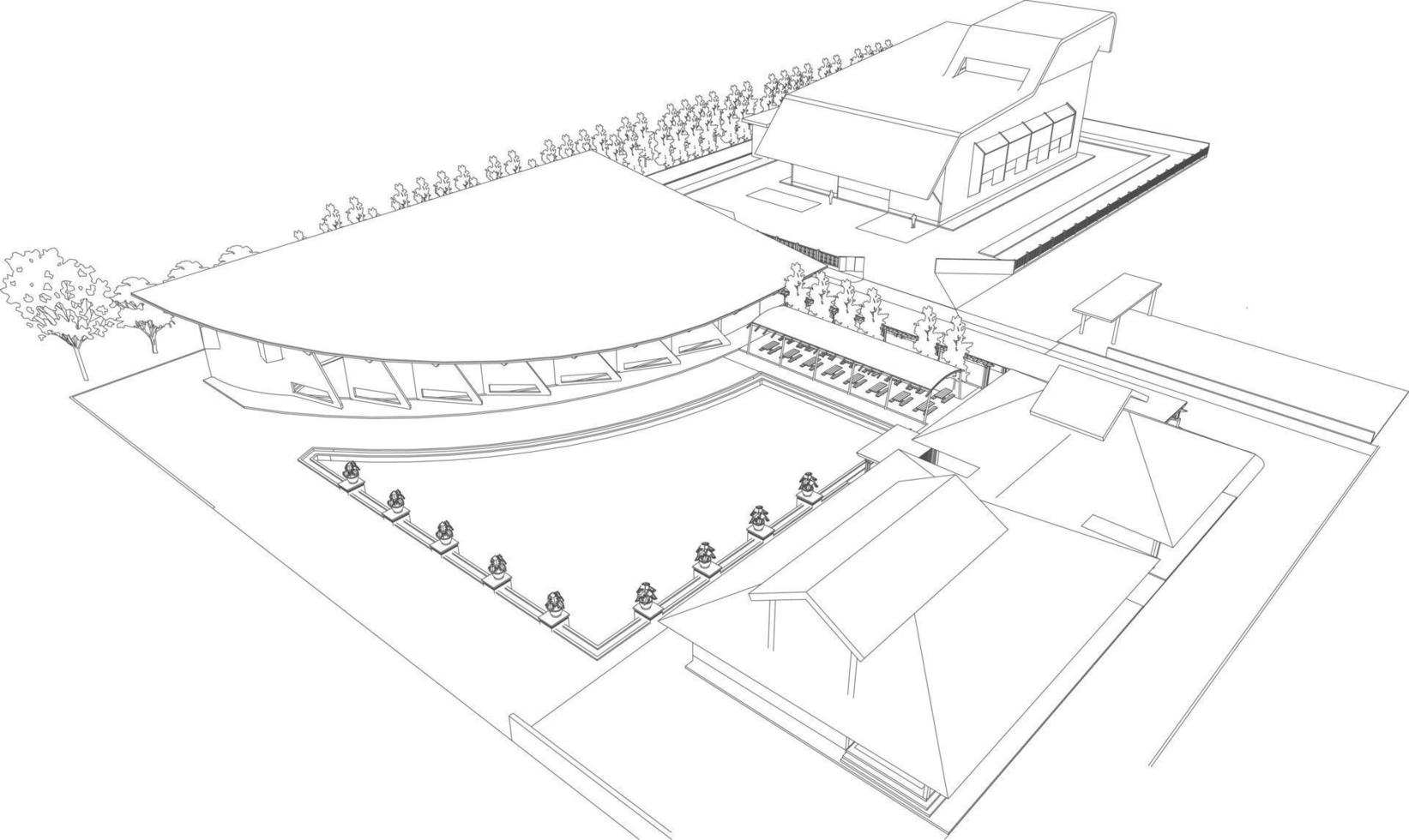 Ilustración 3D del proyecto de construcción vector