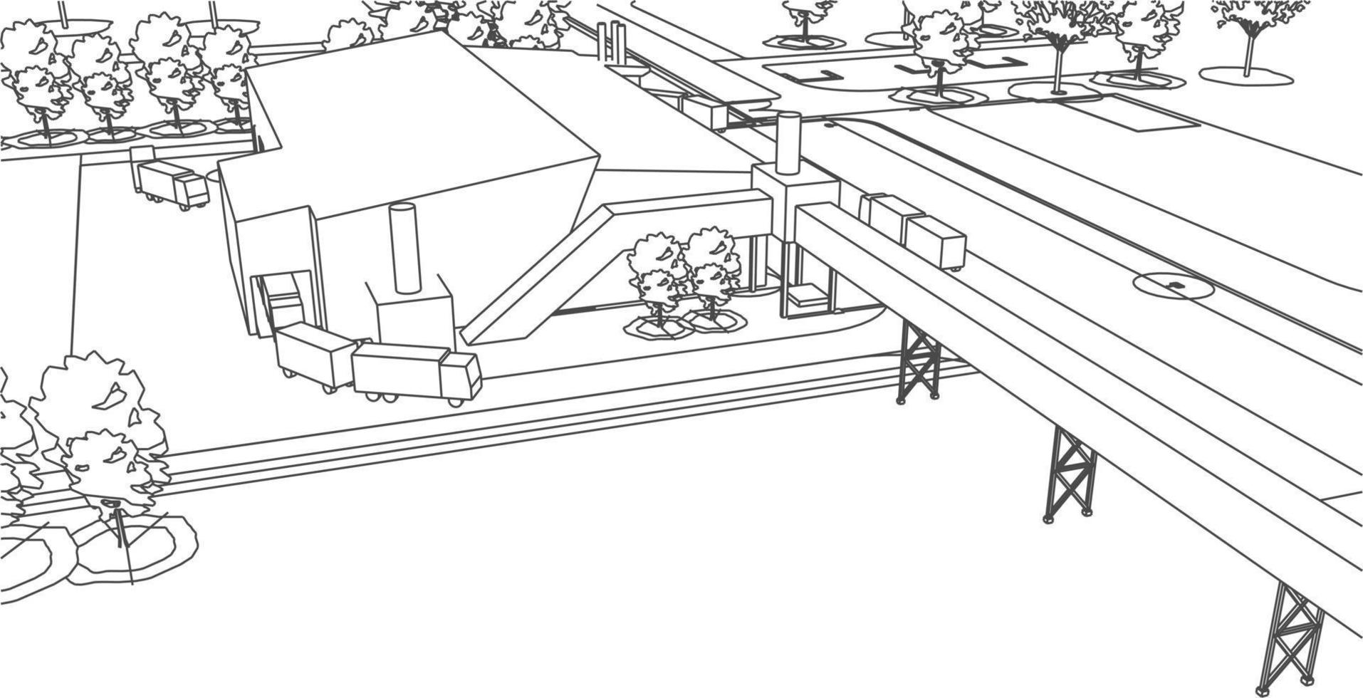 3D illustration of building project vector