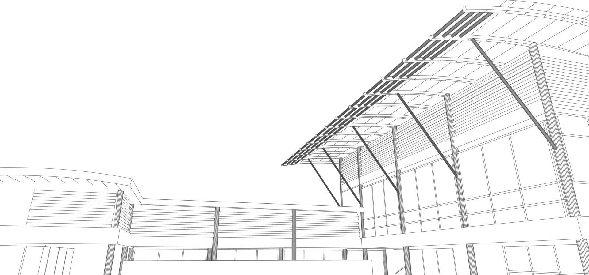 3D illustration of building project vector