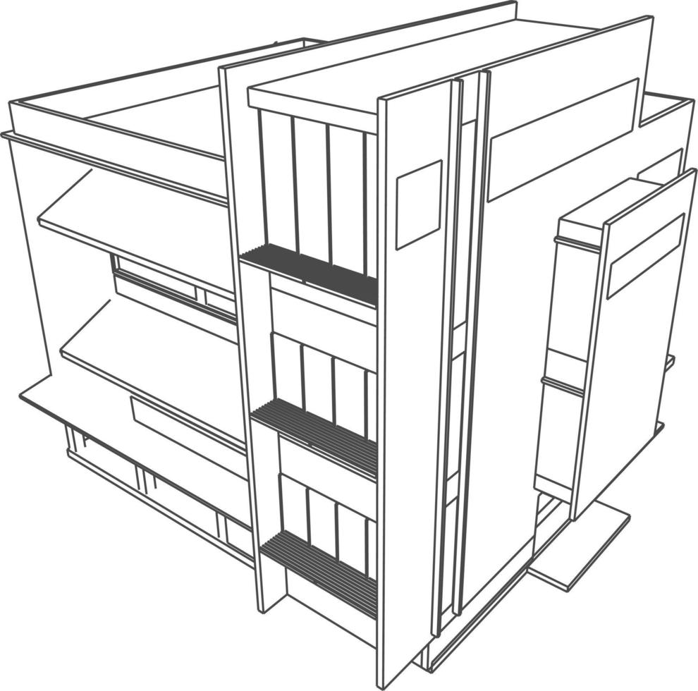 Ilustración 3D del proyecto de construcción vector