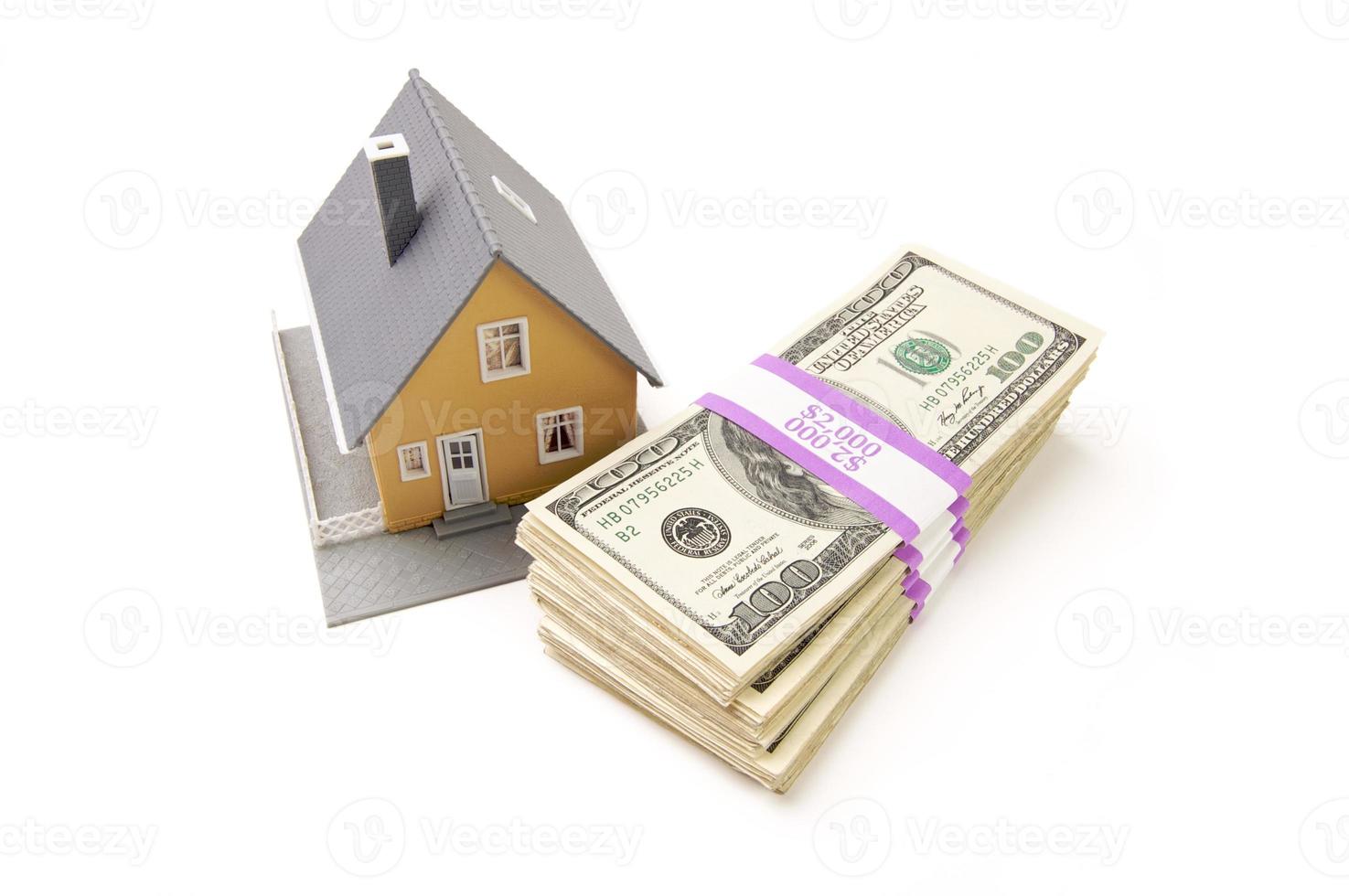 Home and Stacks of Money Isolated photo