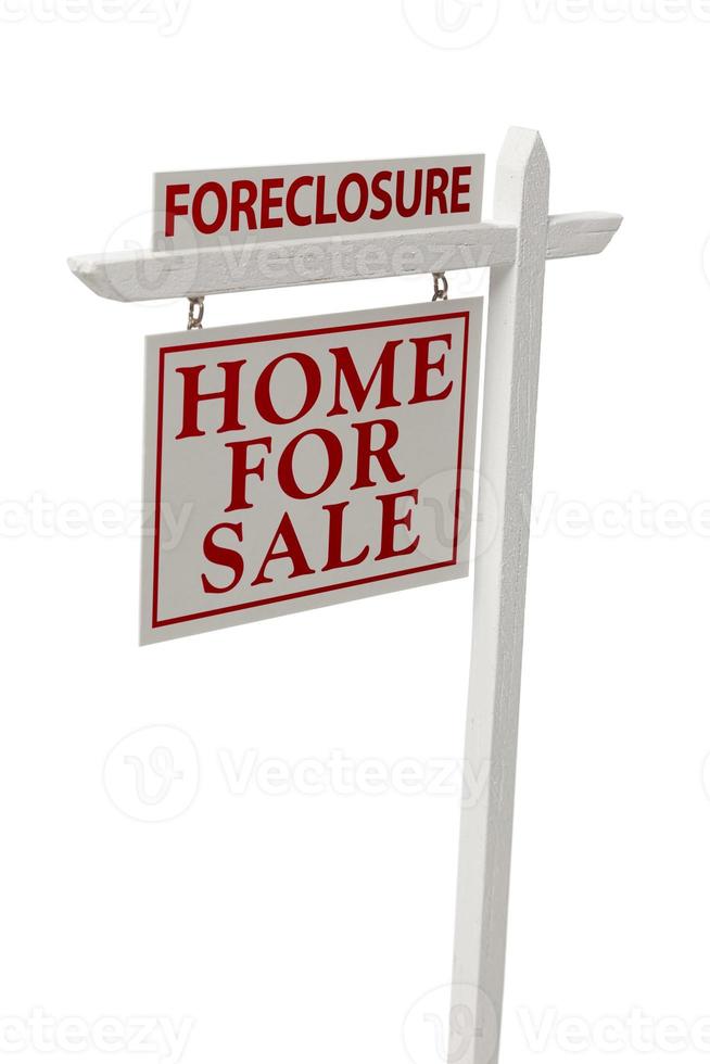 Foreclosure For Sale Real Estate Sign on White with Clipping photo