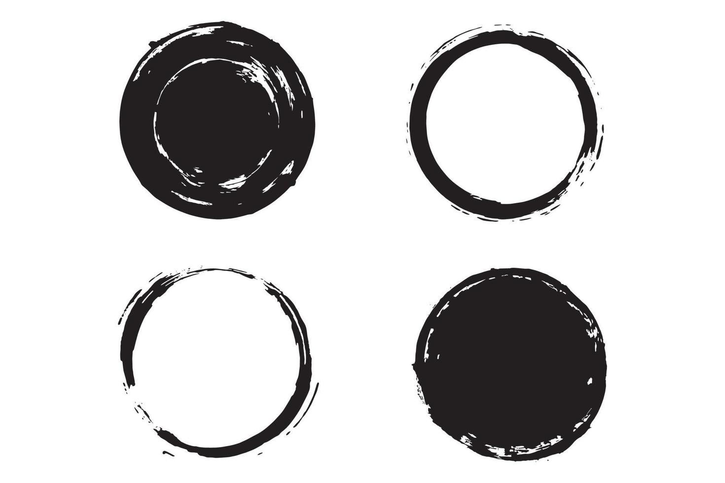 Colorful circle stroke set, round brush stroke, grunge circle strokes vector