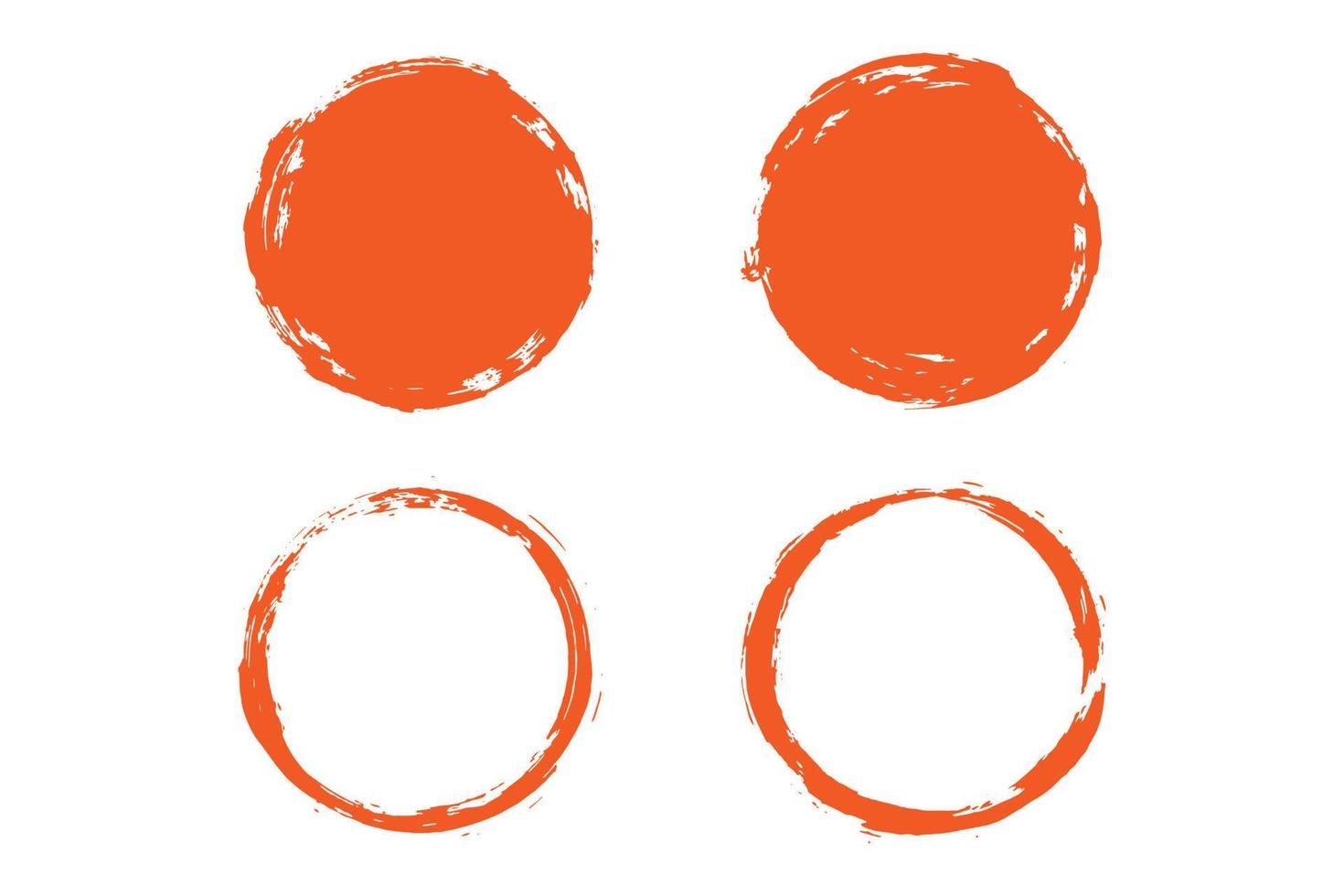 Colorful circle stroke set, round brush stroke, grunge circle strokes vector