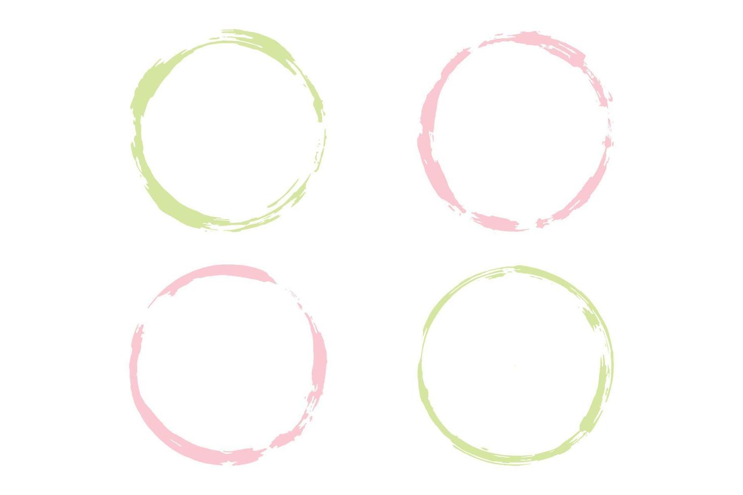 Colorful circle stroke set, round brush stroke, grunge circle strokes vector