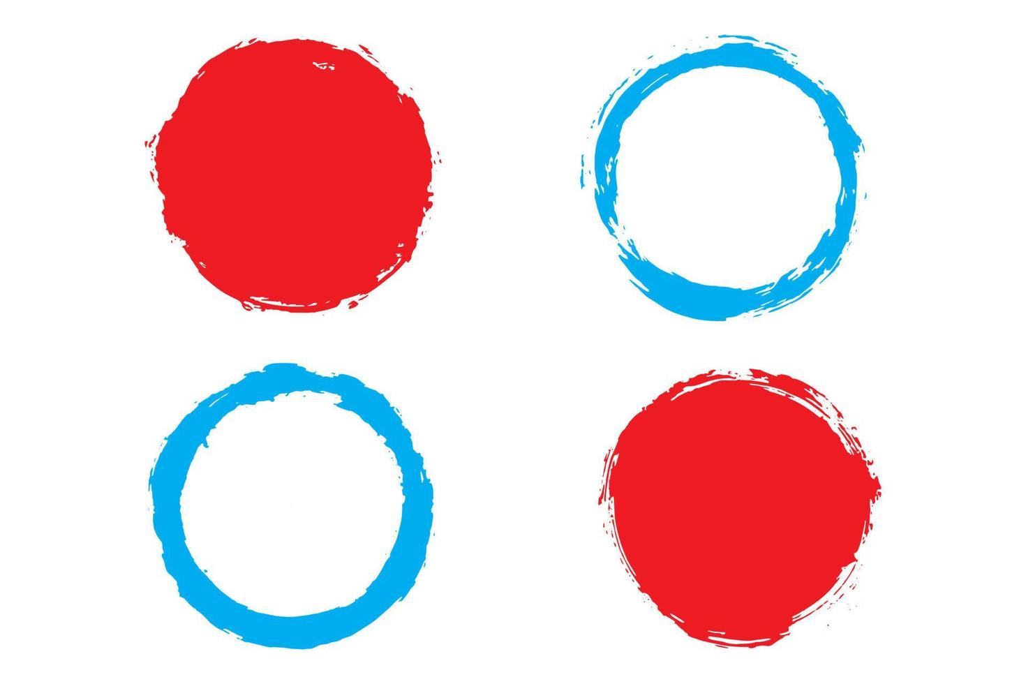 conjunto de trazos de círculo colorido, trazo de pincel redondo, trazos de círculo grunge vector