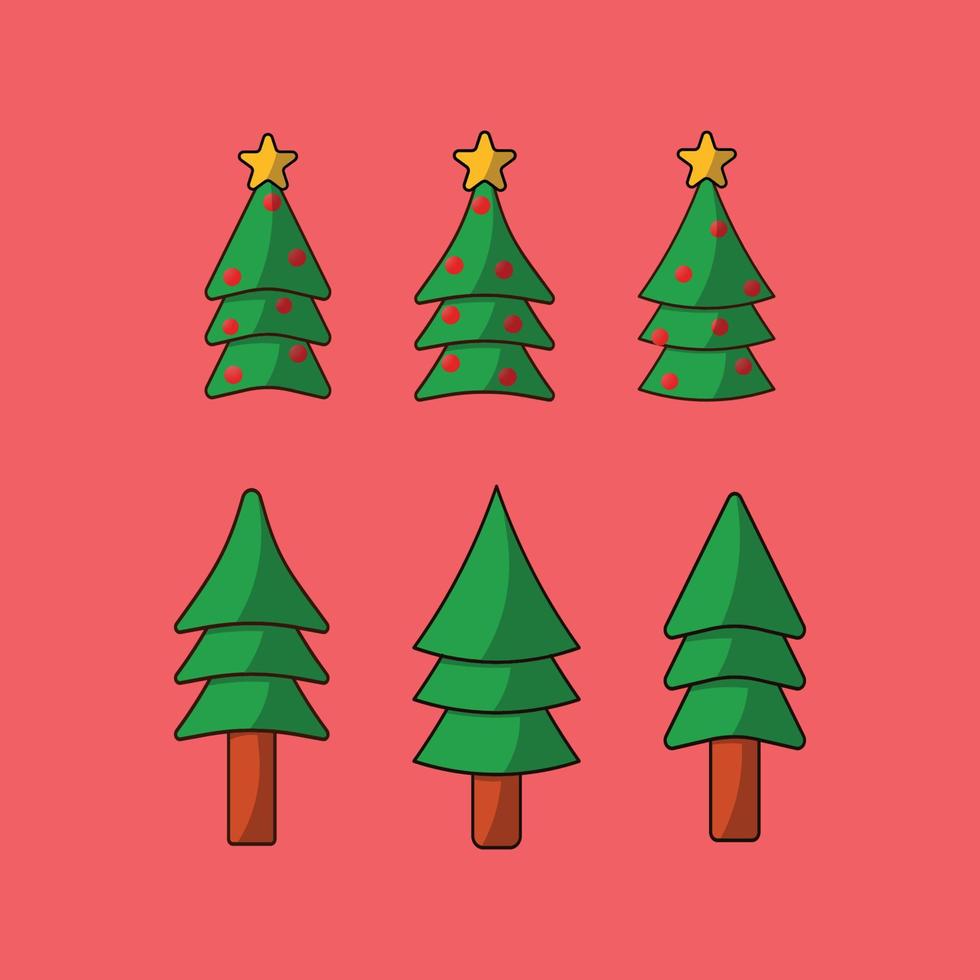 christmas tree set flat vector illustration