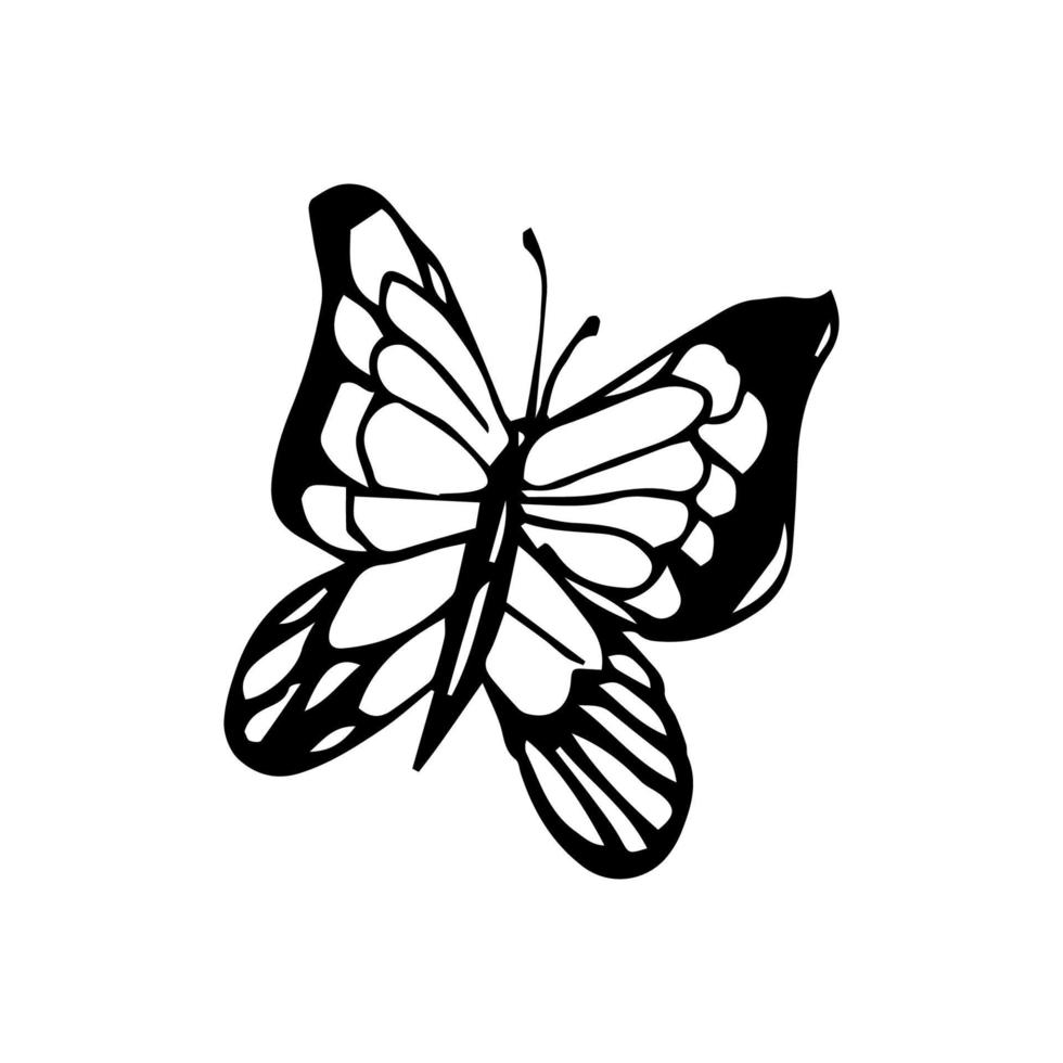 mariposa vectorial minimalista dibujada a mano. ilustración de mariposa para logo y decoración en estilo vintage vector